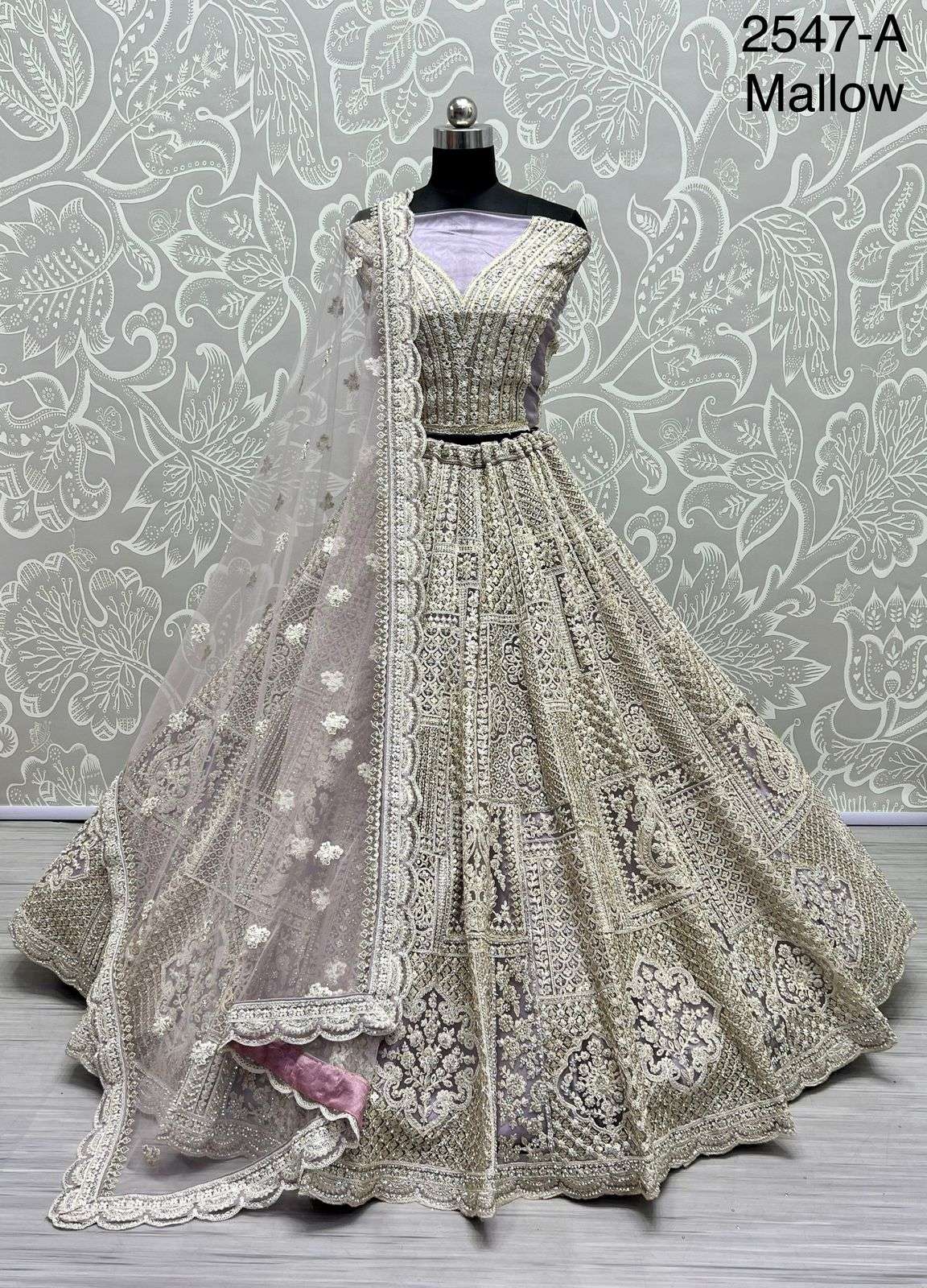 A-2547 COLOUR BY ASLIWHOLESALE DESIGNER BRIDAL NET HEAVY LEHENGAS