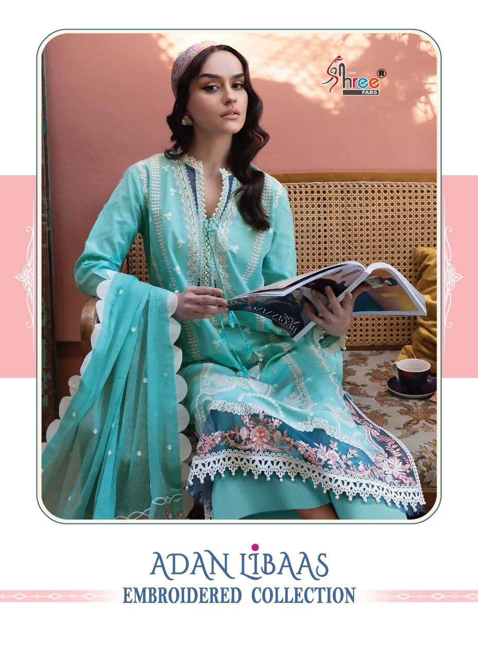 ADAN LIBAAS EMBROIDERED COLLECTION BY SHREE FABS 3140 TO 3146 SERIES COTTON DRESSES