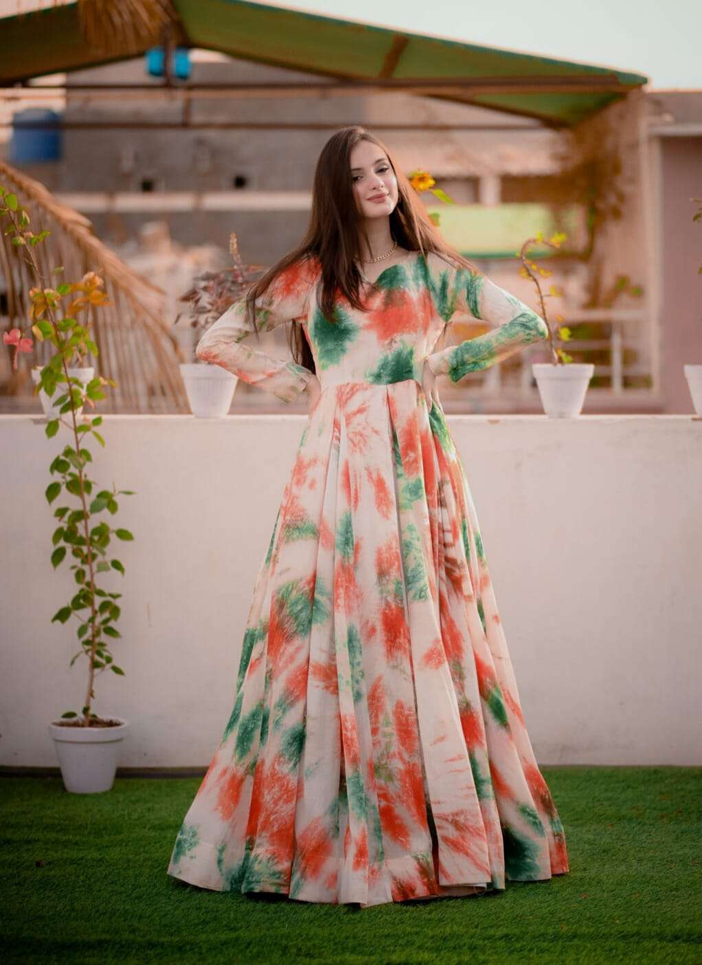 AKS VOL-04 BY ASLIWHOLESALE DESIGNER FACNY ORGAZA PRINTED GOWN