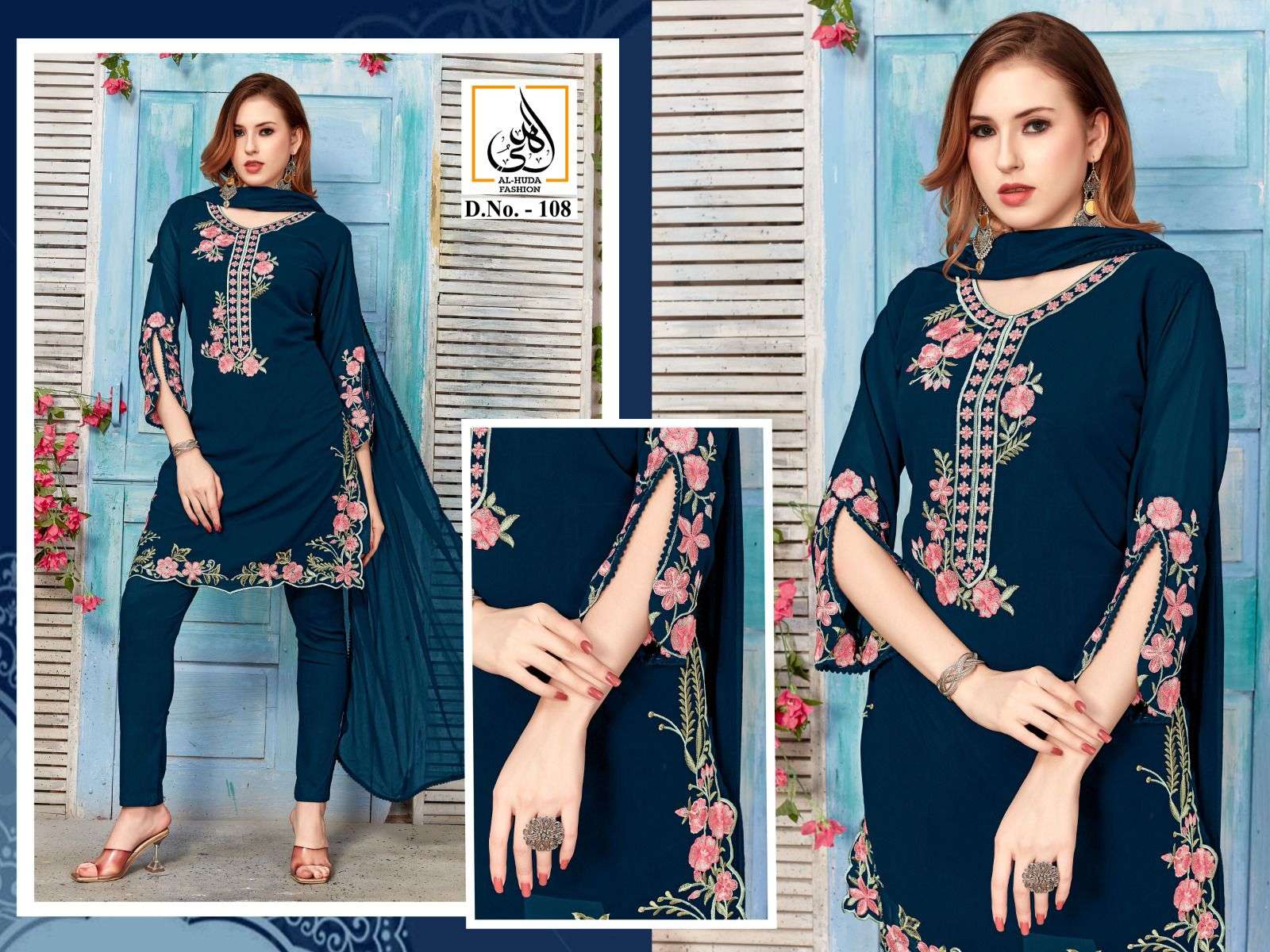 AL HUDA 108 NX BY ASLIWHOLESALE HEAVY GEORGETTE STICHED DRESSES