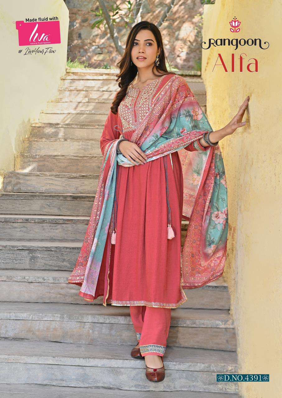 ALFA BY RANGOON 4391 TO 4394 SERIES HEAVY VISCOSE KATHLI WORK DRESSES