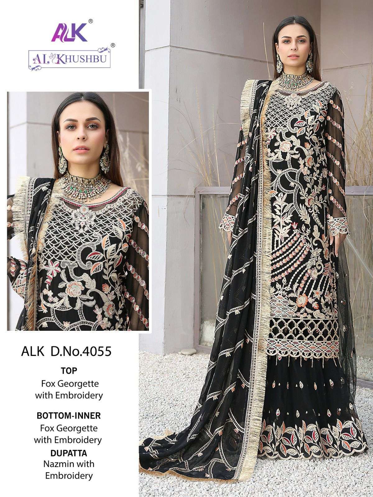 ALK-4055 HIT DESIGN BY AL KHUSHBU GEORGETTE EMBROIDERY PAKISTANI DRESS