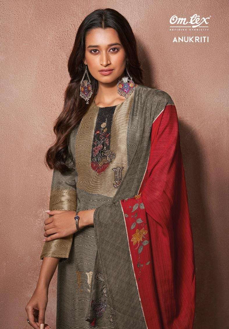 ANUKRITI BY OMTEX 2391-A TO 2391-D SERIES JACQUARD PRINT WITH EMROIDERY DRESSES