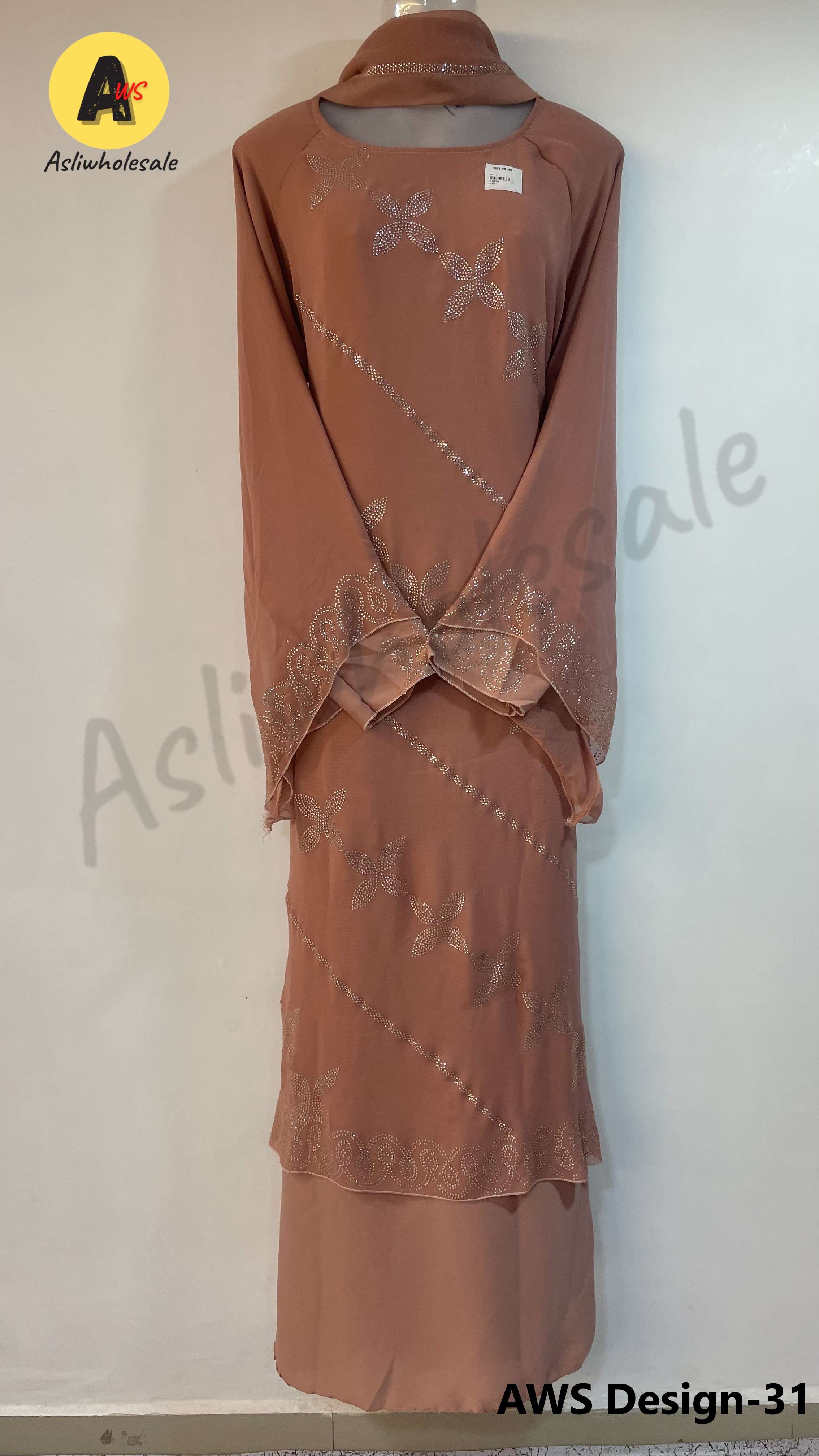 AWS DESIGN-31 BY ASLIWHOLESALE STITCHED EMBROIDERED NIDA FABRIC BURQA