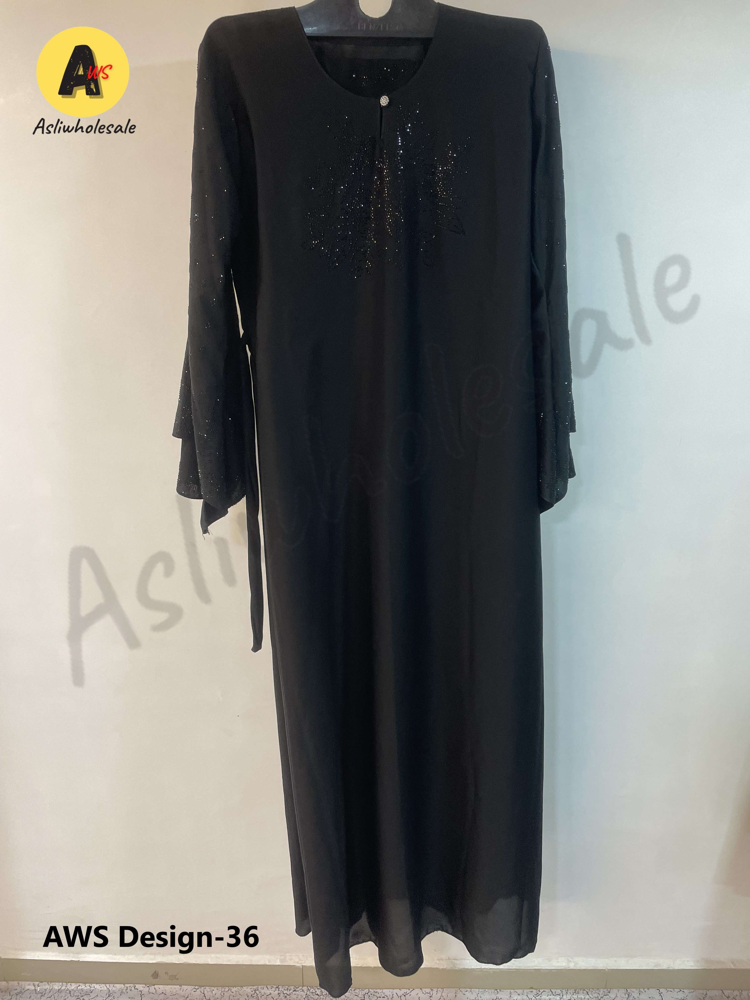 AWS DESIGN-36 BY ASLIWHOLESALE EMBROIDERED NIDA IMPORTED FABRIC BURQA