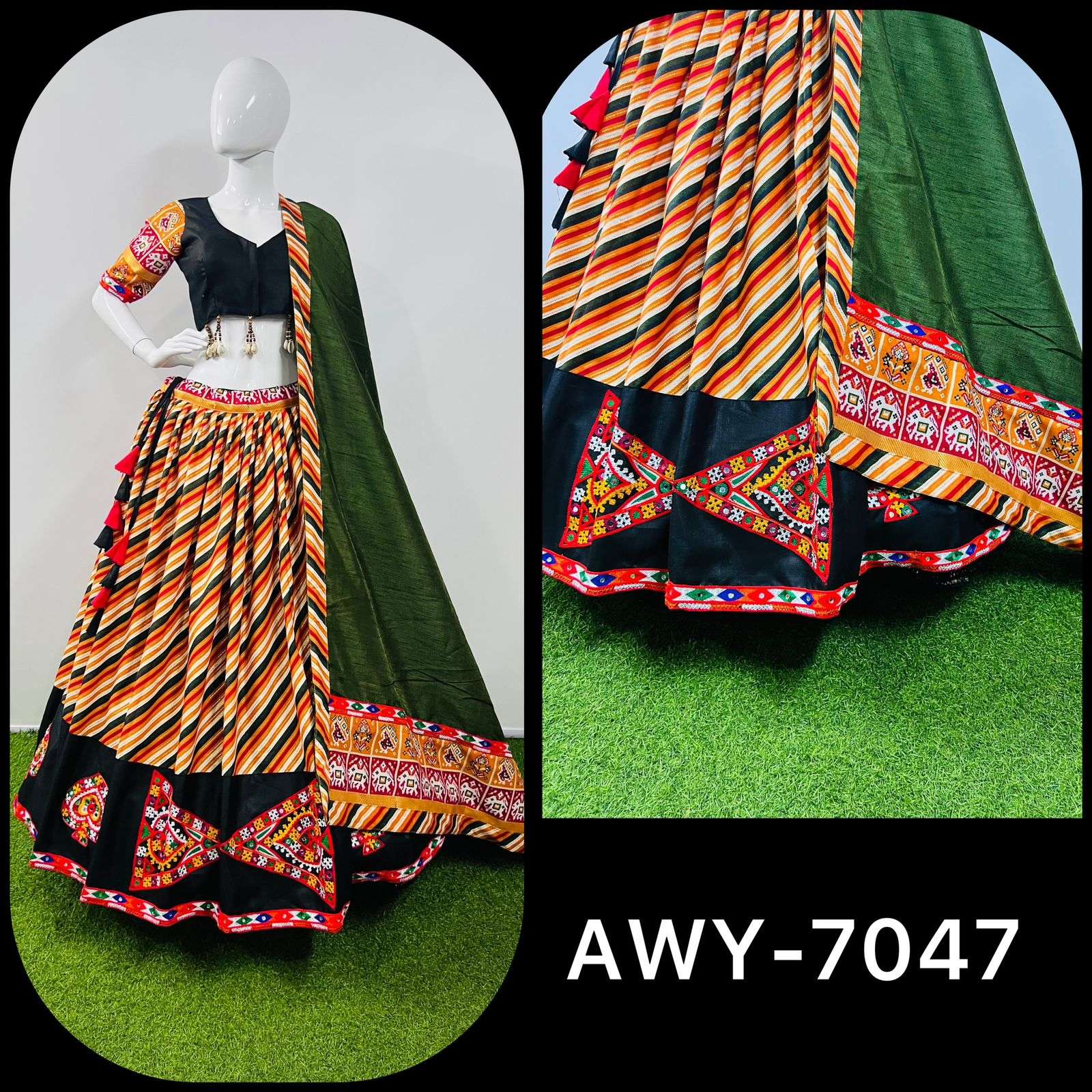 AWY-7047 BY ASLIWHOLESALE DESIGNER FANCY COTTON SILK NAVRATRI LEHENGAS