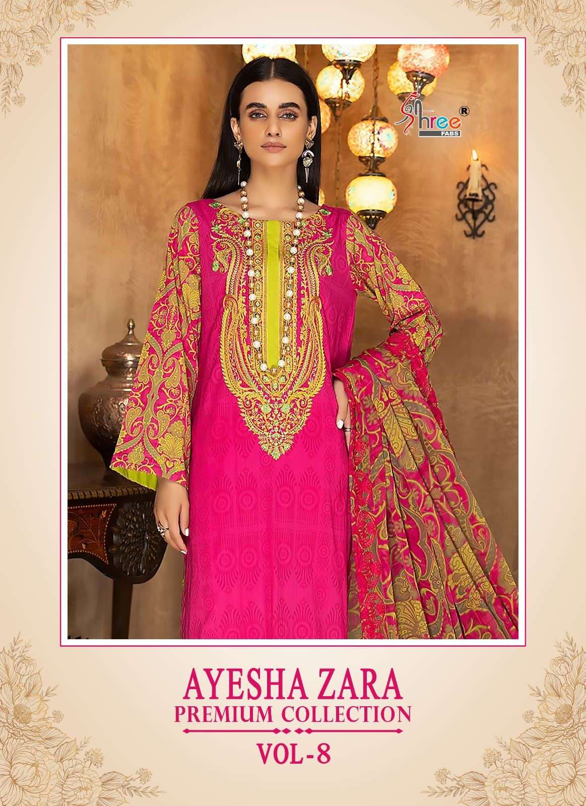 AYESHA ZARA PREMIUM COLLECTION VOL-8 BY SHREE FABS COTTON PAKISTANI DRESSES