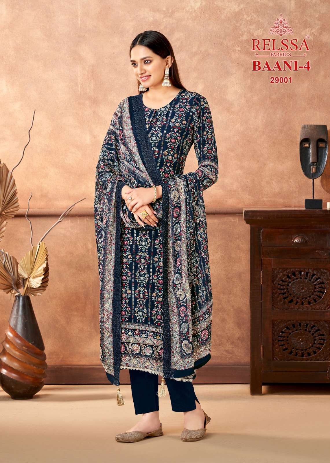 BAANI VOL-4 BY RELSSA 29001 TO 29006 SERIES PURE CREPE EMBROIDERY DRESSES