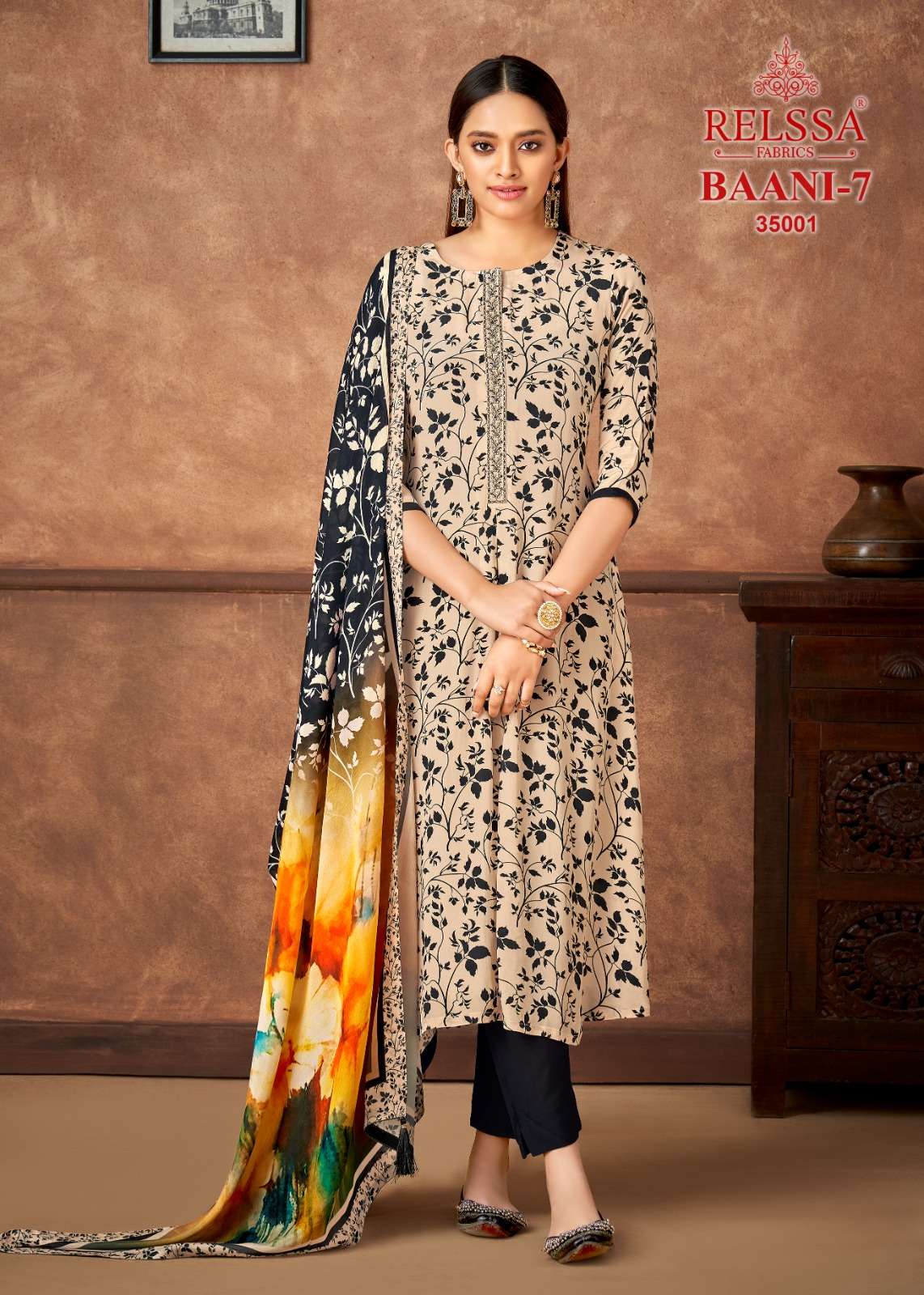 BAANI VOL-7 BY RELSSA 35001 TO 35004 SERIES PURE CREPE EMBROIDERY DRESSES