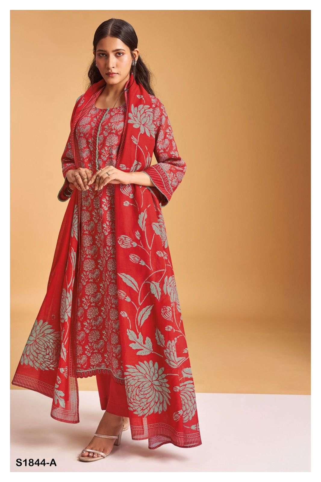 BANSURI 1844 BY GANGA FASHIONS PREMIUM COTTON PRINTED WORK DRESSES