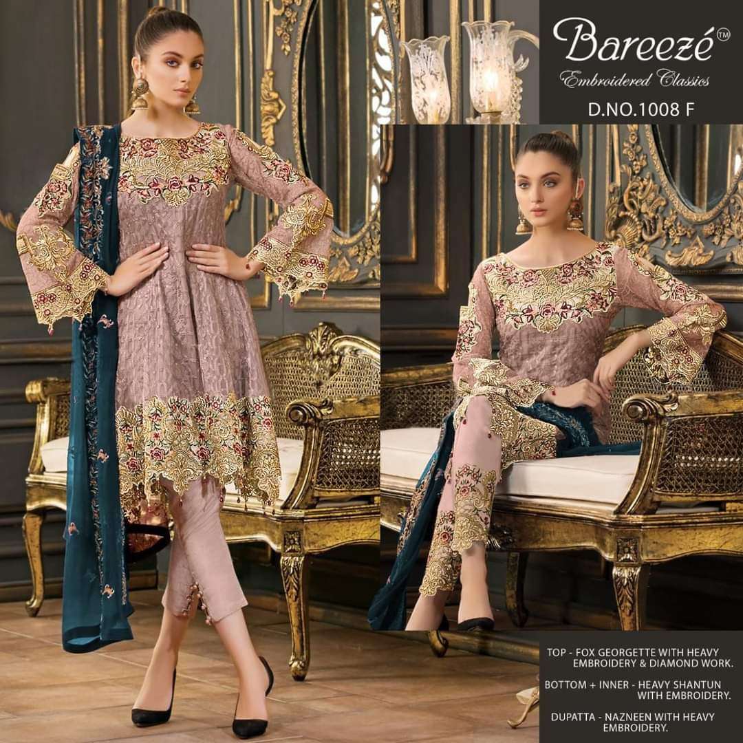 BAREEZE 1008-F HIT DESIGN BY ASLIWHOLESALE FAUX GEORGETTE DRESSES