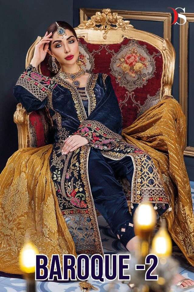 BAROQUE VOL-2 BY DEEPSY SUITS 1841 TO 1846 SERIES VELVET PAKISTANI DRESSES