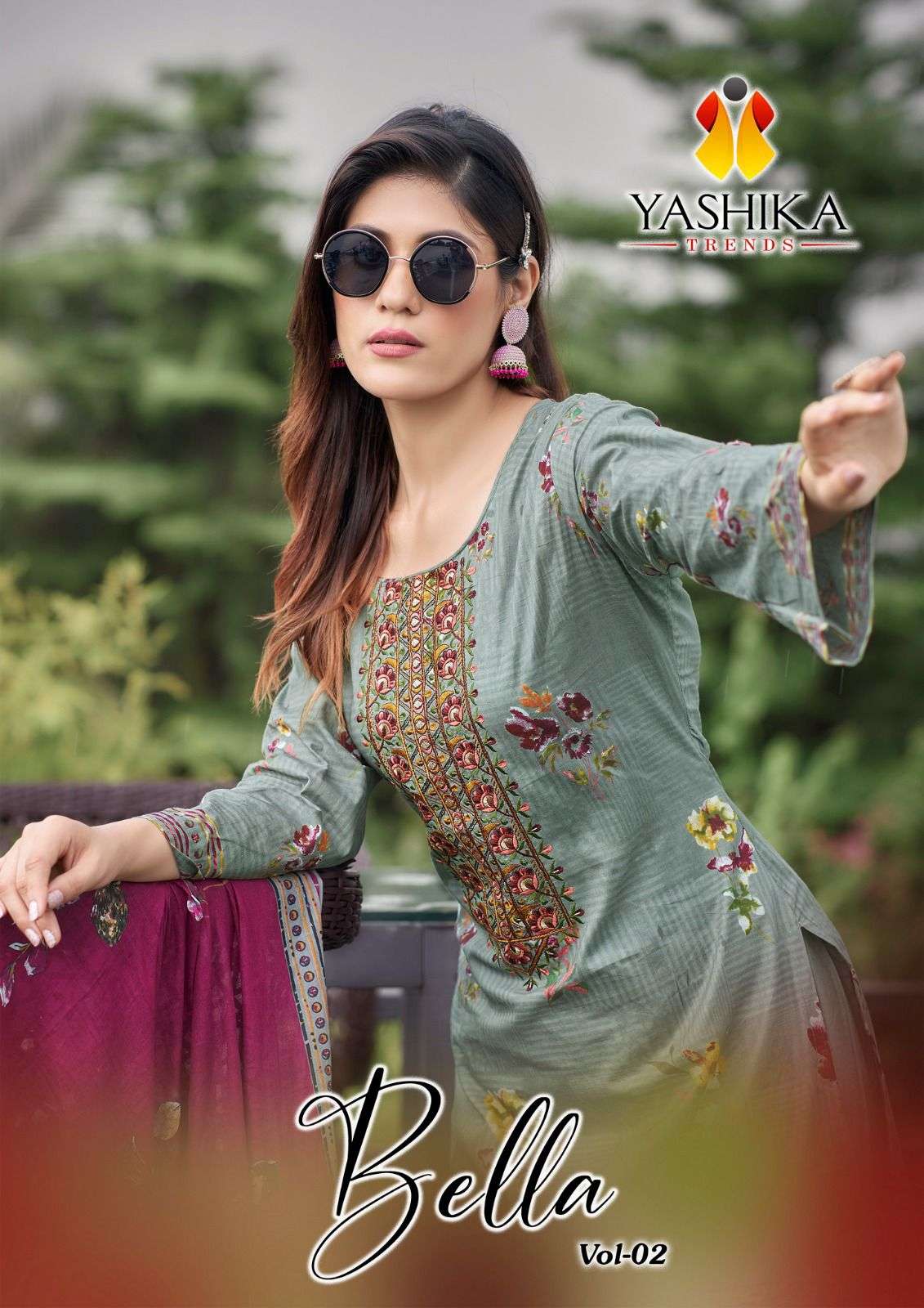 BELLA VOL-2 BY YASHIKA TRENDZ 1001 TO 1008 SERIES COTTON EMBROIDERY DRESSES