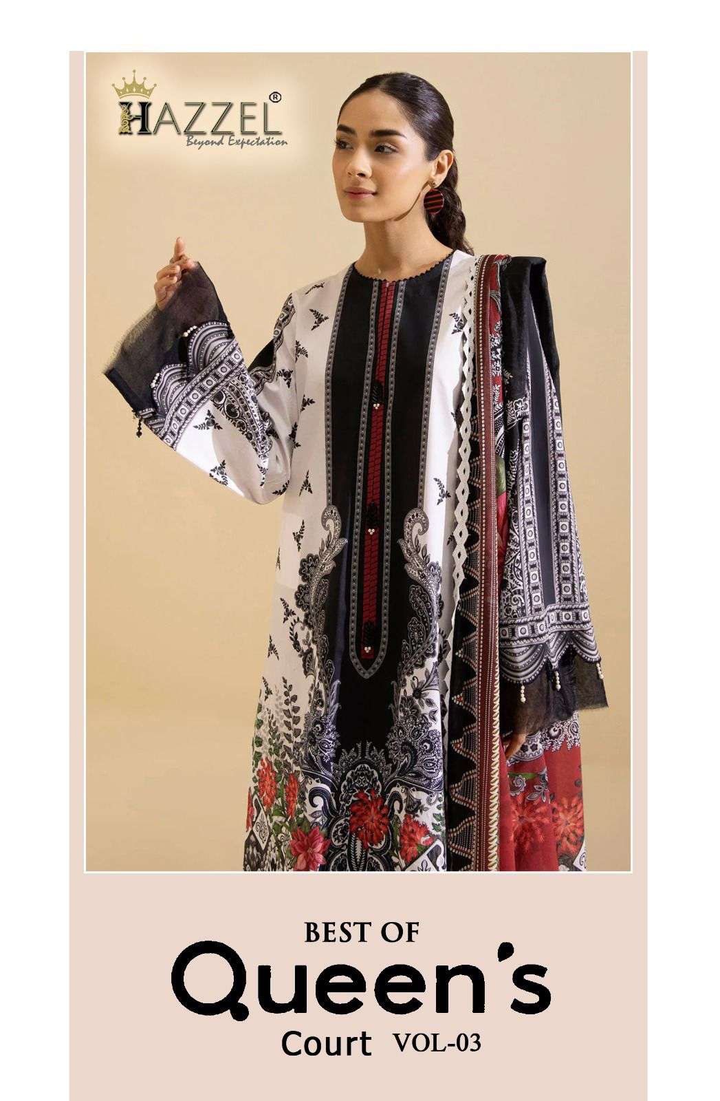 BEST OF QUEENS COURT VOL-3 BY HAZZEL HEAVY COTTON WORK PAKISTANI DRESSES