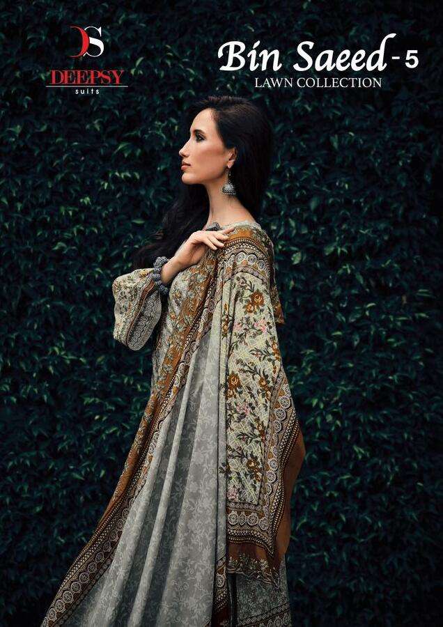 BIN SAEED LAWN COLLECTION VOL-5 BY DEEPSY SUITS 5001 TO 5008 SERIES COTTON PAKISTANI DRESSES