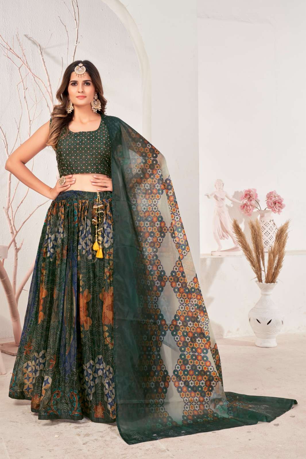 C-1533 BY AMOHA TRENDZ HEAVY DESIGNER PURE ORGANZA LEHENGAS