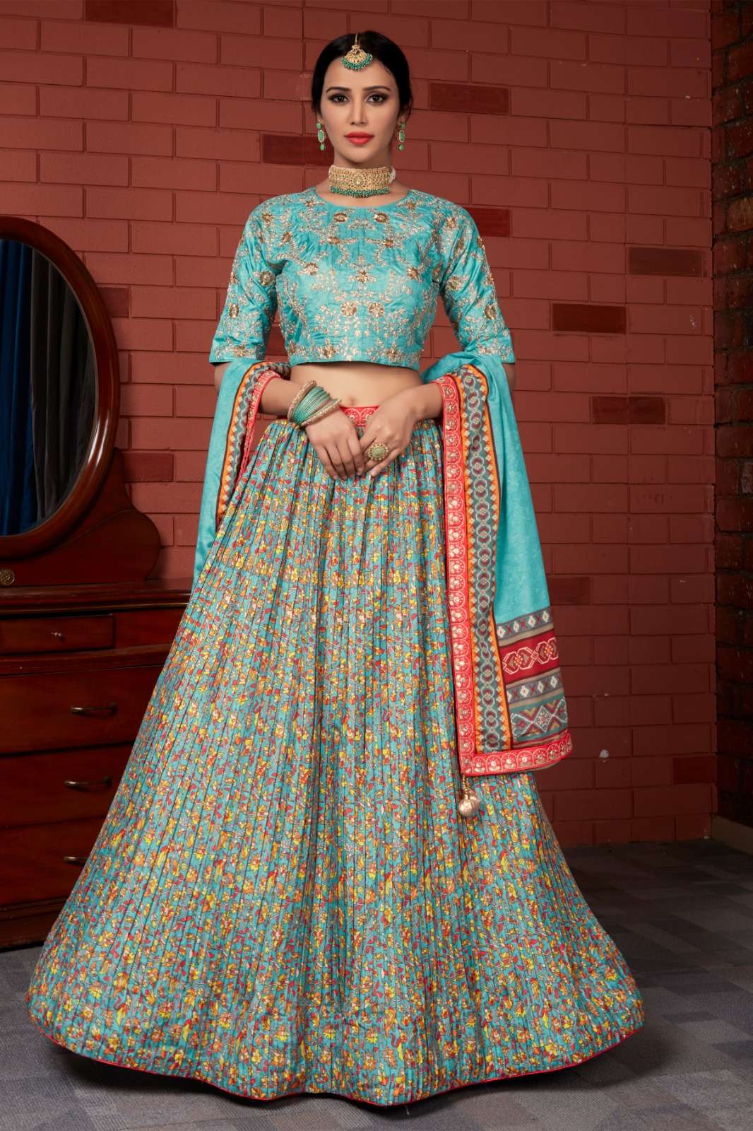 C-1989 BY AMOHA TRENDZ HEAVY DESIGNER PURE CHINON LEHENGAS