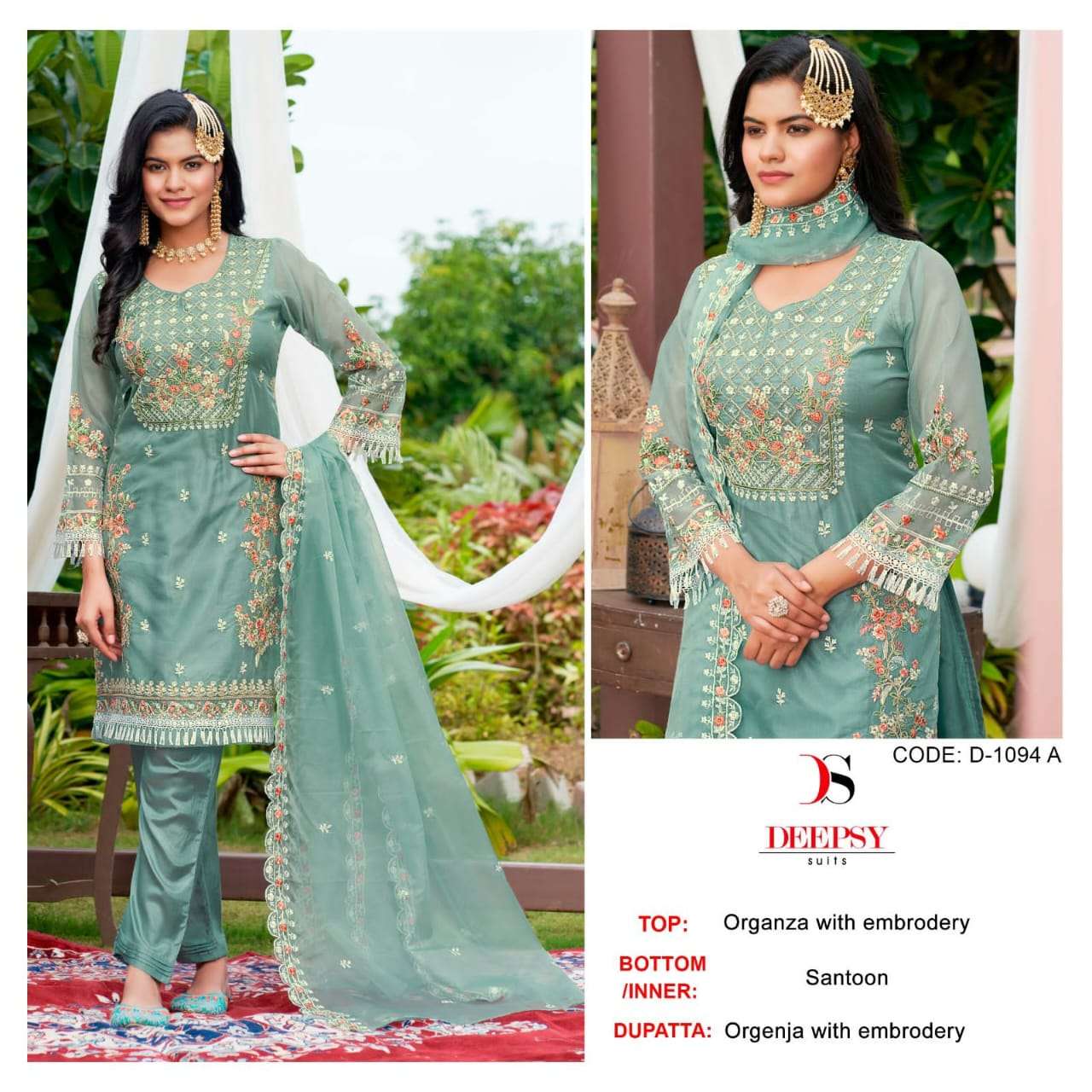 D-1094 COLOURS BY DEEPSY SUITS ORGANZA EMBROIDERY STITCHED DRESSES