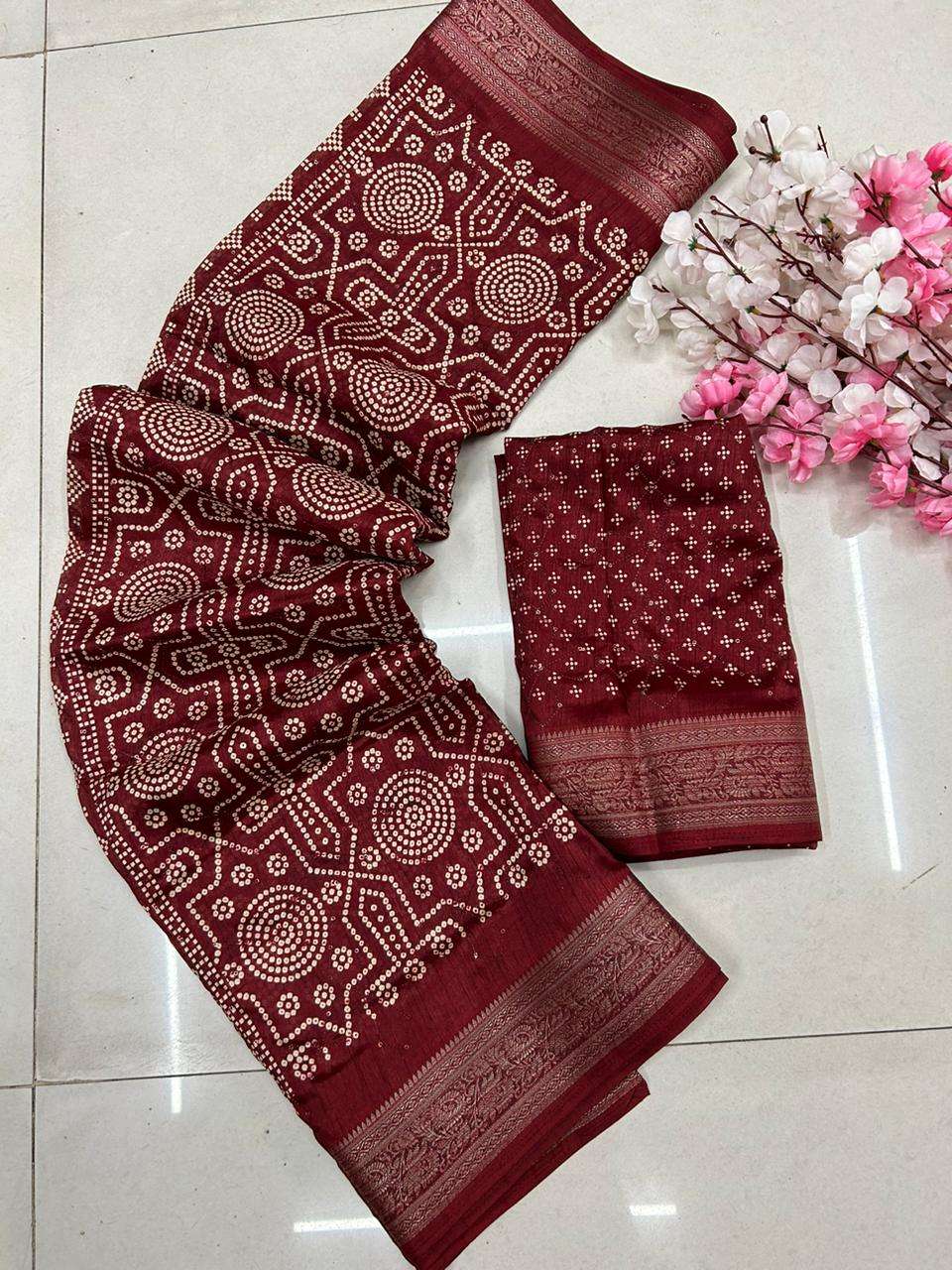 DF-105 BANDHANI BY ASLIWHOLESALE DESIGNER COTTON PRINT SAREEES