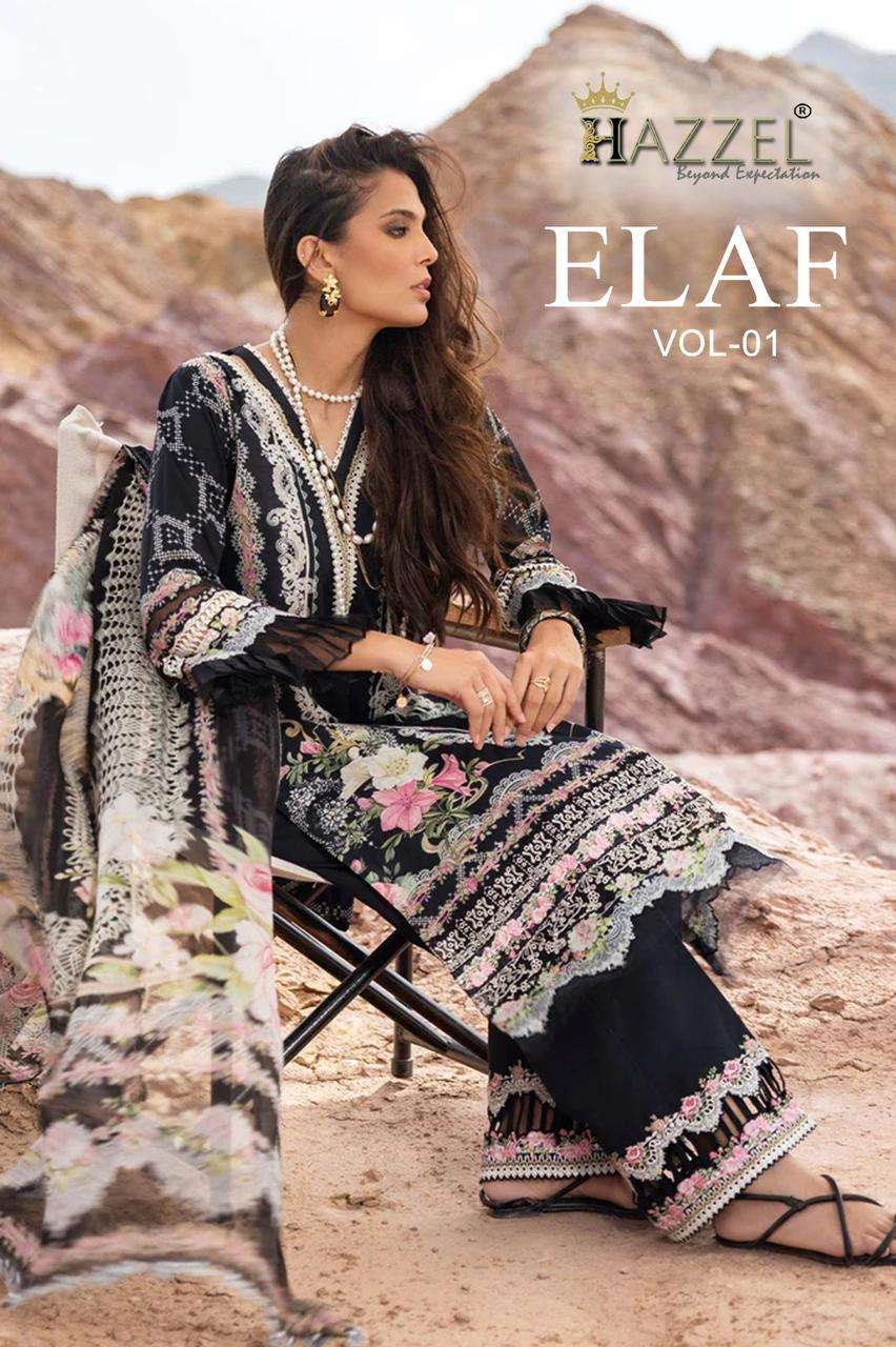 ELAF VOL-1 BY HAZZEL PURE COTTON PRINTED AND EMBROIDERY PAKISTANI DRESSES