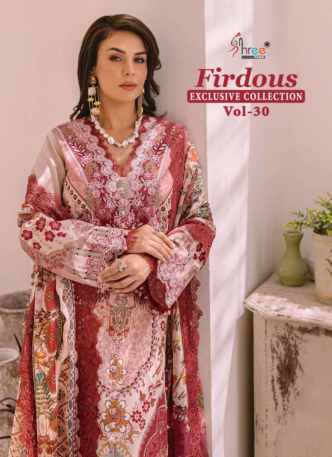 FIRDOUS EXCLUSIVE COLLECTION VOL-30 BY SHREE FABS 3219 TO 3224 SERIES PAKISTANI LAWN DRESSES