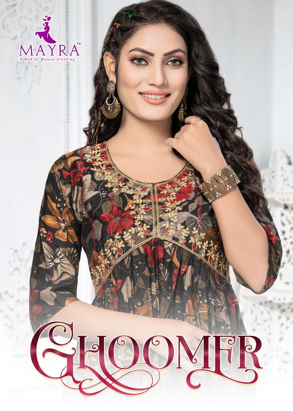 GHOOMER BY MAYRA 80263 TO 80269 SERIES FANCY RAYON WORK KURTI