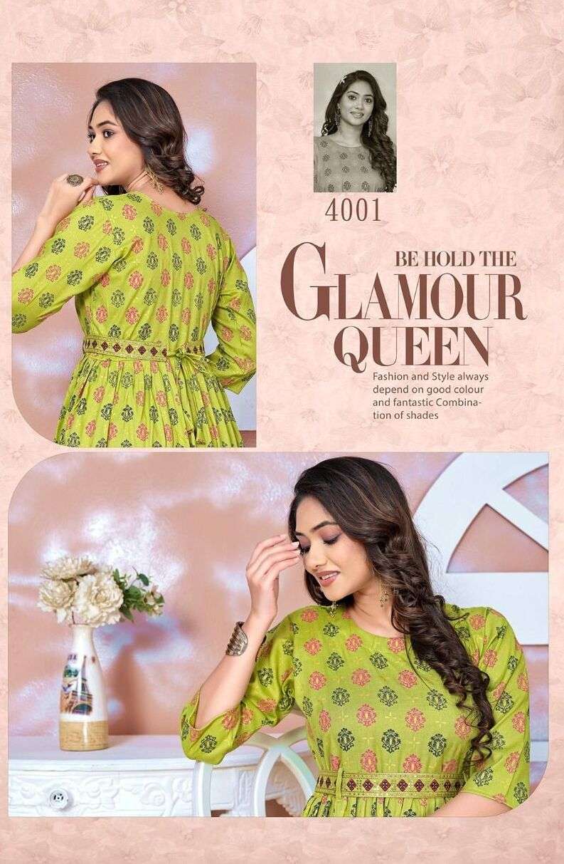 GOLDEN STYLISH FLOW BY ASLIWHOLESALE 1001 TO 1008 SERIES 14KG RAYON KURTIS