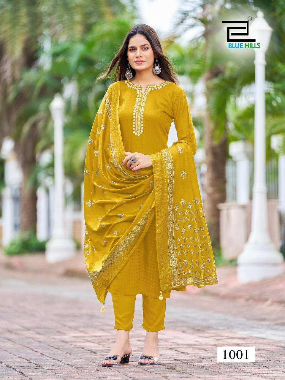 GULAB JAL BY BLUE HILLS 1001 TO 1008 DESIGNER RAYON PRINT DRESSES