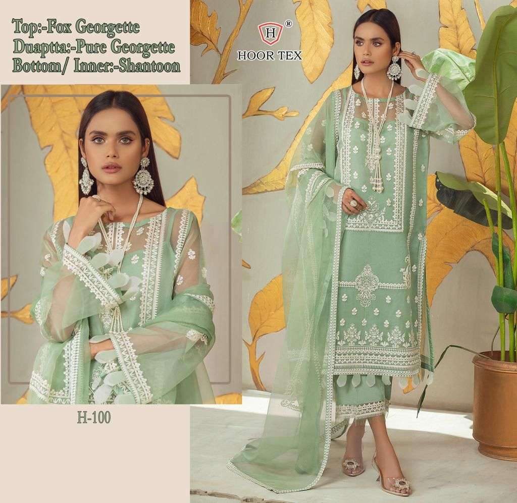 H-100 COLOURS BY HOOR TEX 100-A TO 100-E FAUX GEORGETTE WORK DRESSES