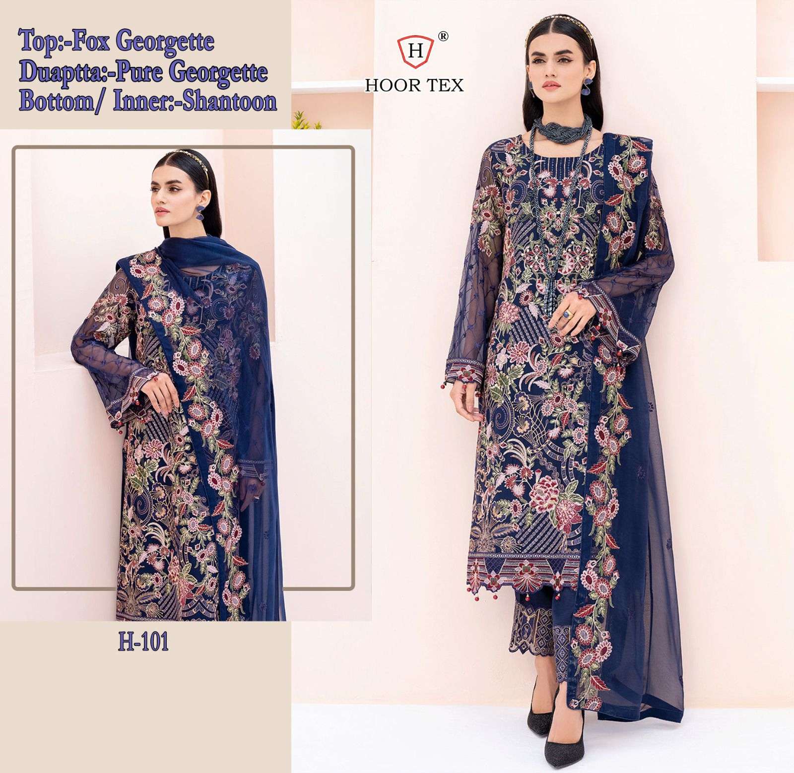 H-101 HIT DESIGN BY HOOR TEX DESIGNER FAUX GEORGETTE WORK DRESSES