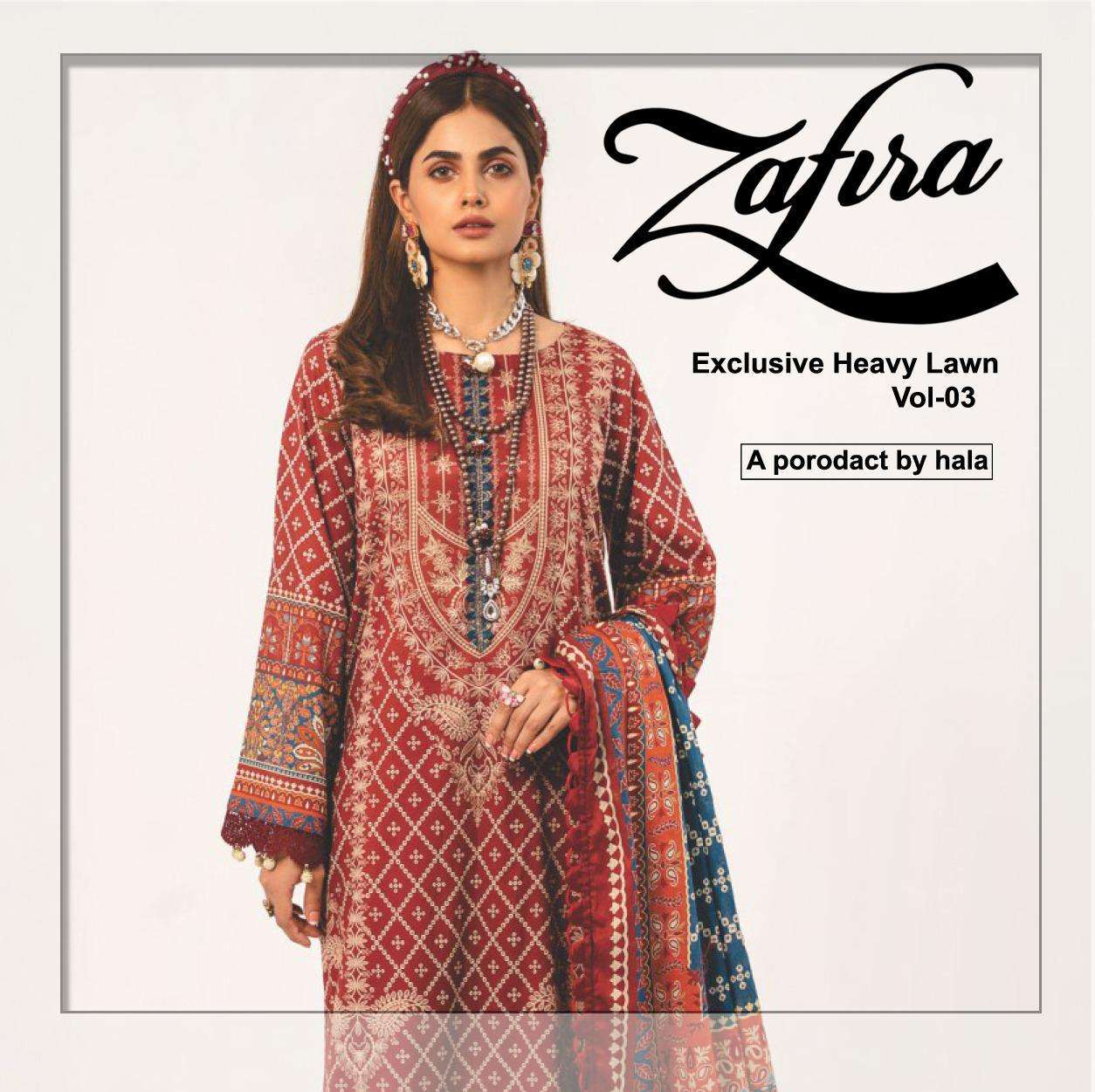 HALA ZAFIRA VOL-03 BY ASLIWHOLESALE 01 TO 04 SERIES COTTON EMBROIDERY DRESSES