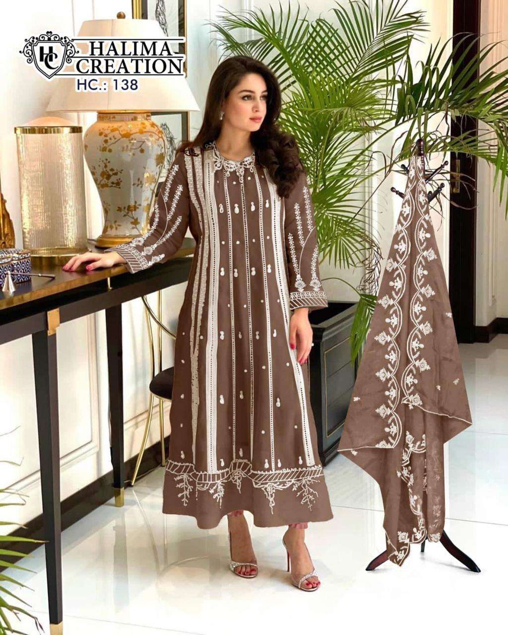 HC 138 NX BY HALIMA CREATION DESIGNER PURE FAUX GEORGETTE DRESSES