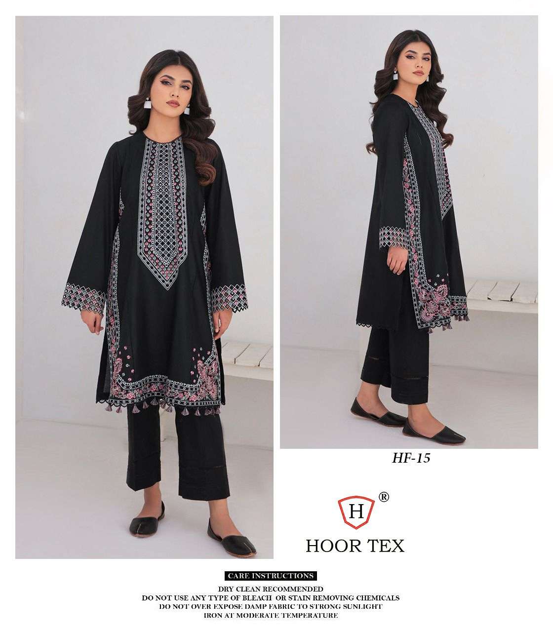 HF-15 COLOURS BY HOOR TEX PURE GEOGETTE EMBRIDERY STITCHED TUNICS