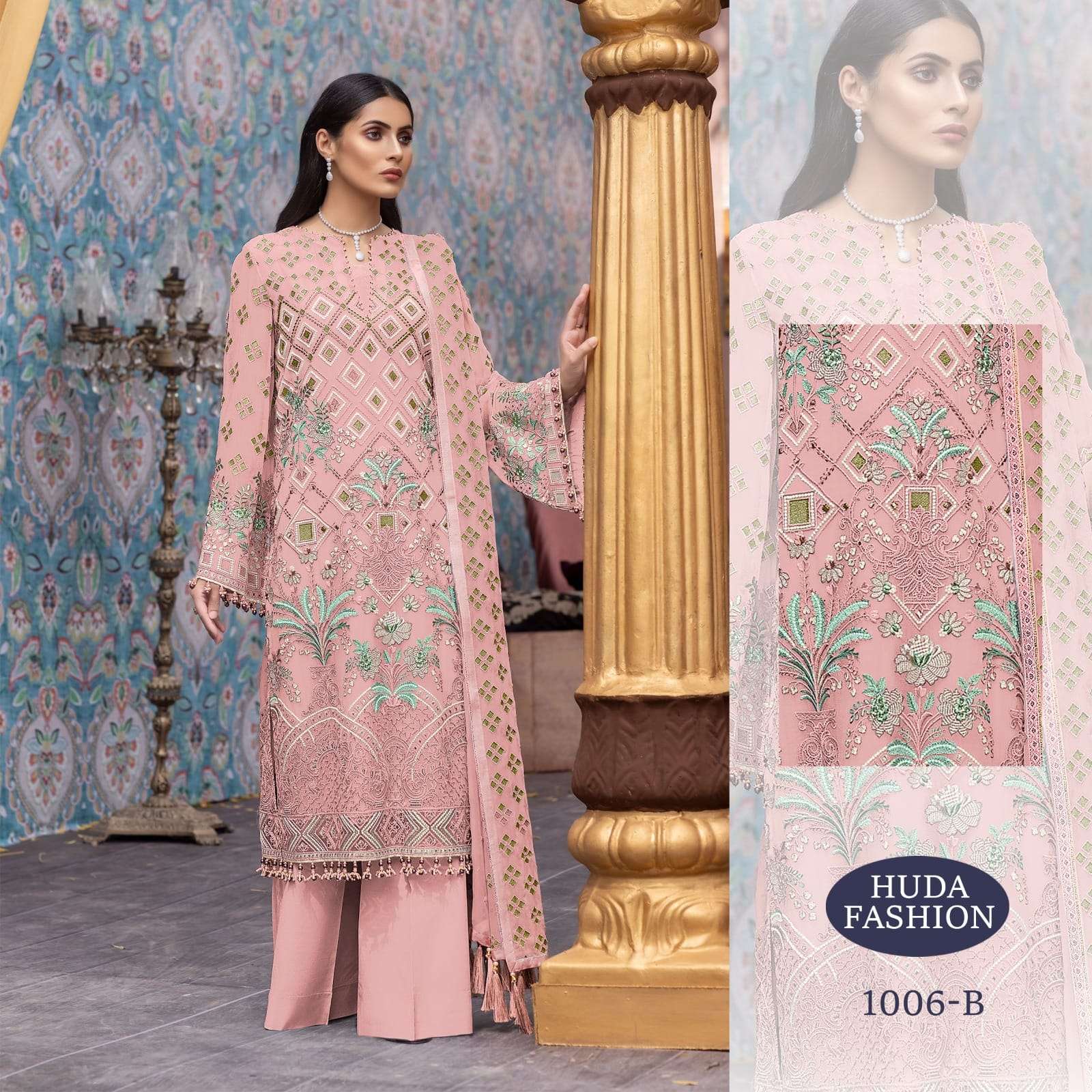 HUDA 1006 NX BY ASLIWHOLESALE HEAVY DESIGNER GEORGETTE DRESSES