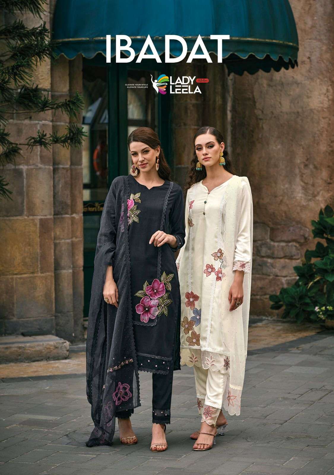  IBADAT BY LADY LEELA 1021 TO 1026 SERIES VISCOSE ORGANZA DRESSES