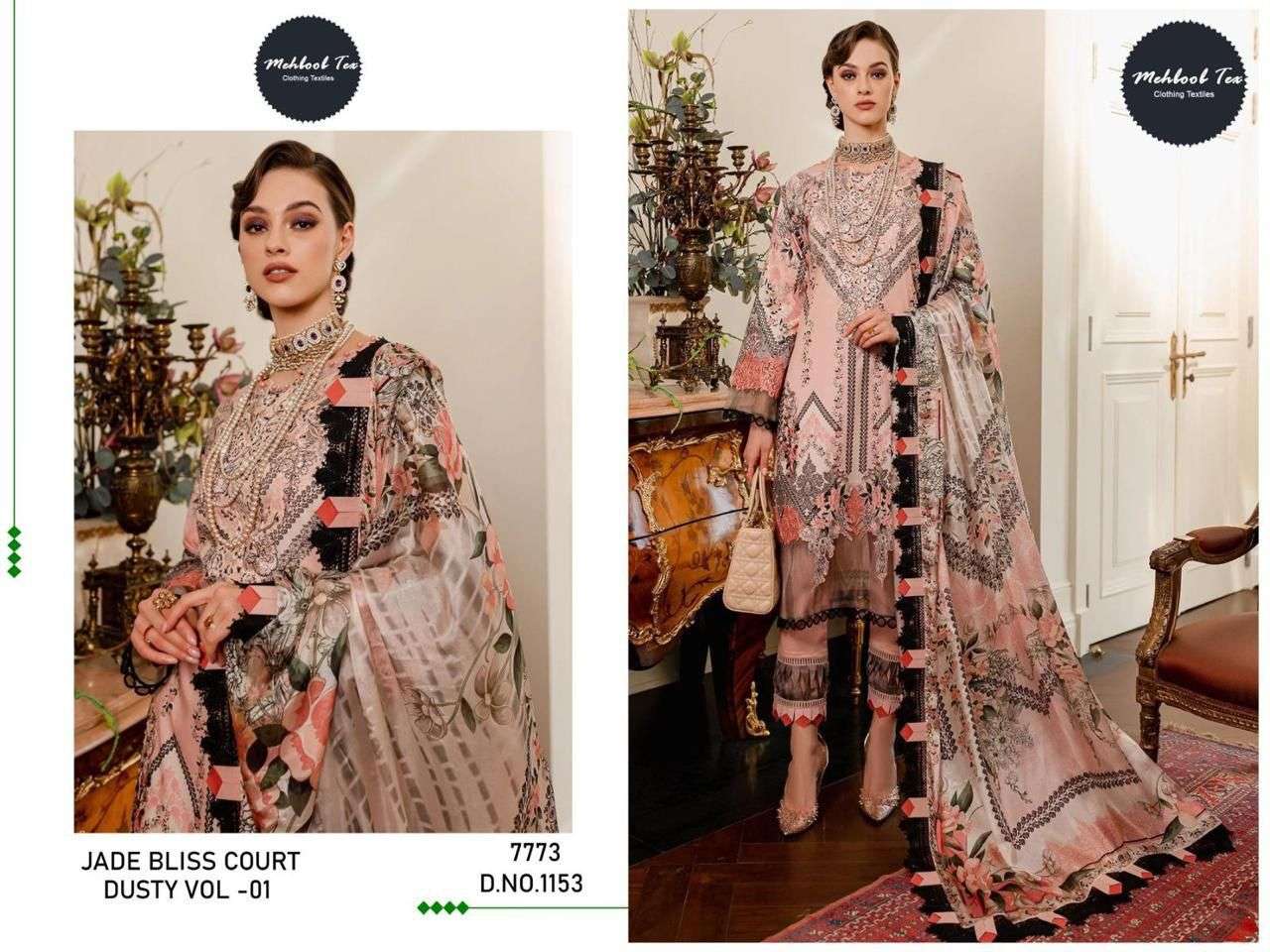 JADE BLISS COURT VOL-1 1153 BY MEHBOOB TEX HEAVY COTTON EMBROIDERED DRESS