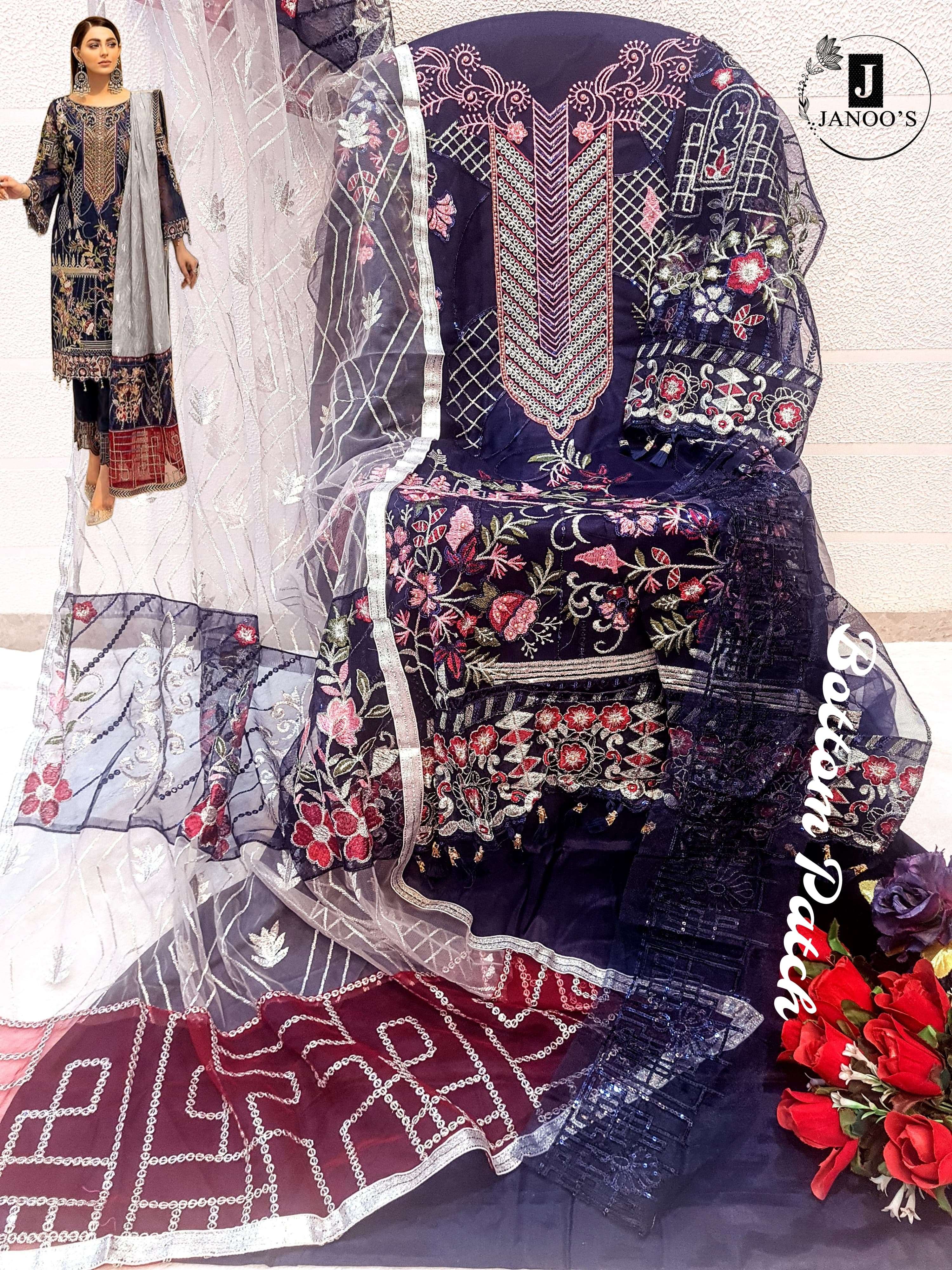 JANOOS-107 HIT DESIGN BY ASLIWHOLESALE BUTTERFLY NET PAKISTANI DRESS