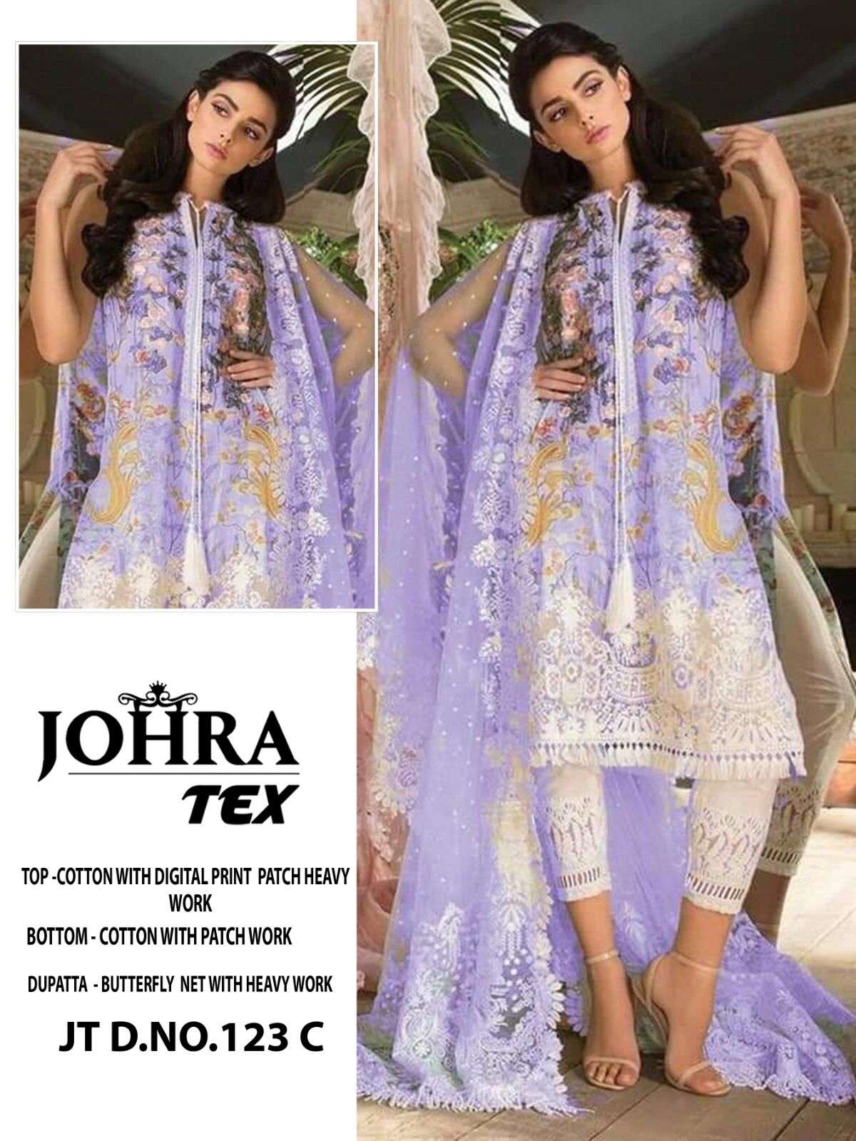 JT-123-C HITS BY JOHRA TEX LAWN COTTON HEAVY EMBROIDERY PAKISTANI DRESS