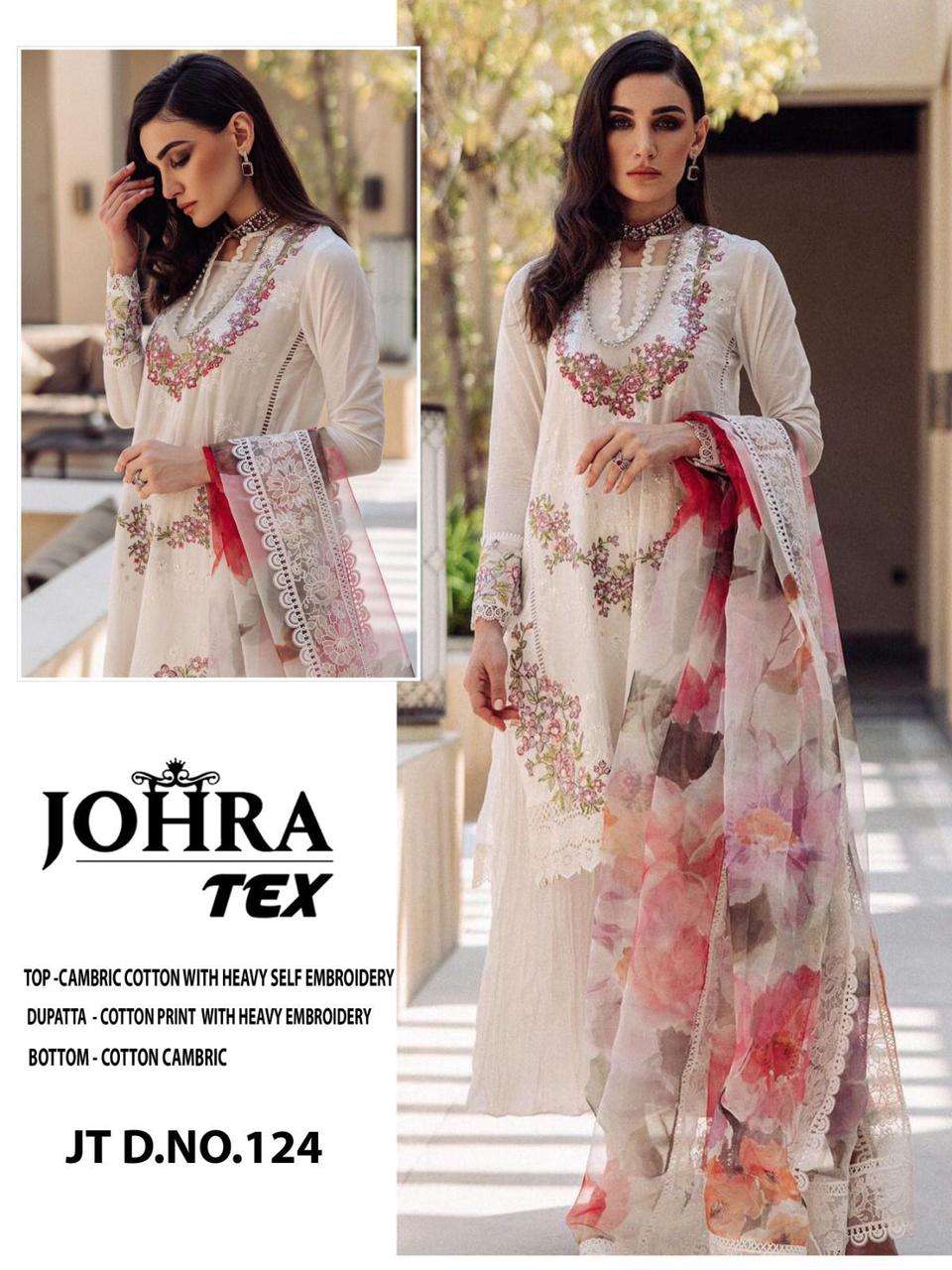 JT-124 HITS BY JOHRA TEX LAWN COTTON HEAVY EMBROIDERY PAKISTANI DRESS