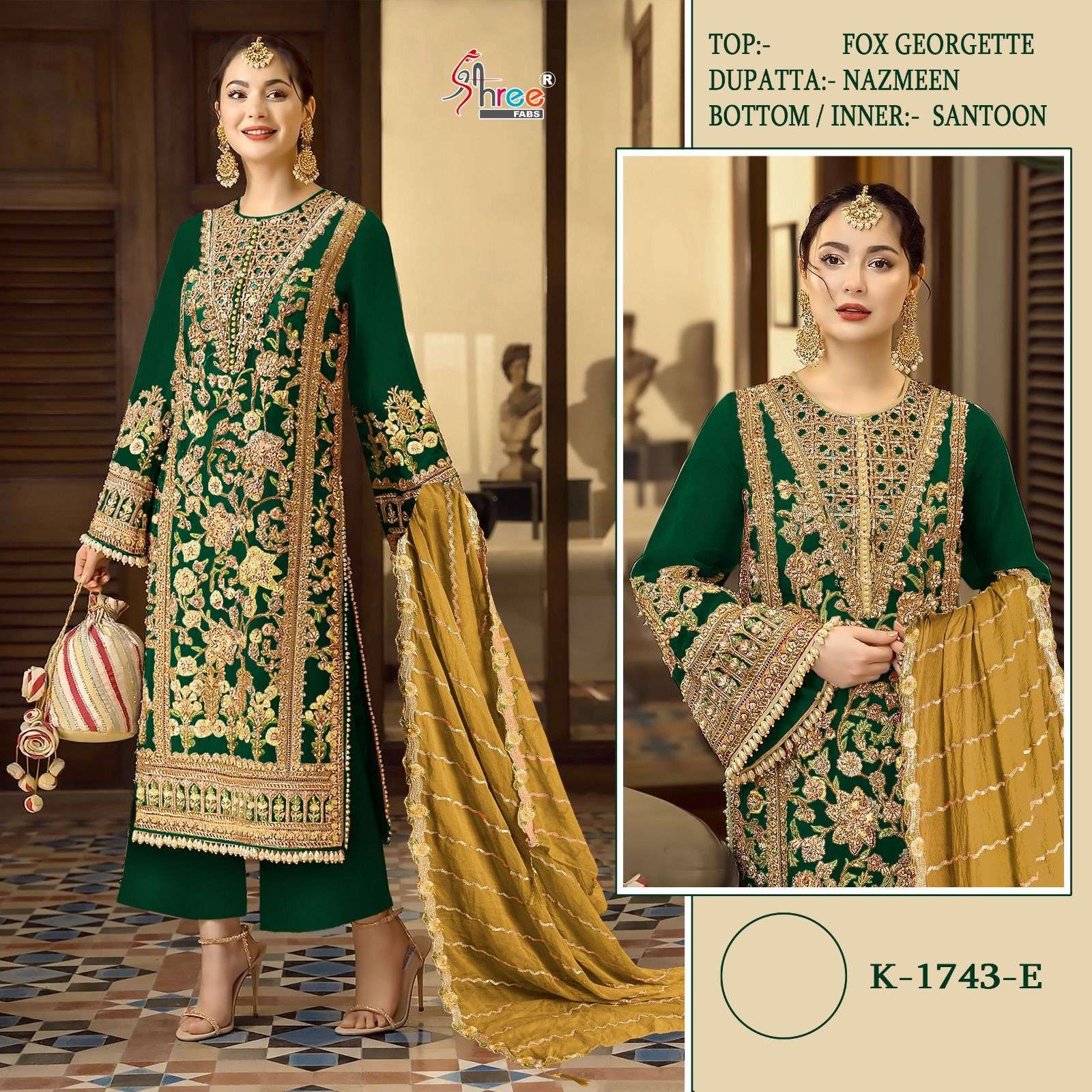 K-1743 COLOURS BY SHREE FABS FAUX GEORGETTE PAKISTANI DRESS