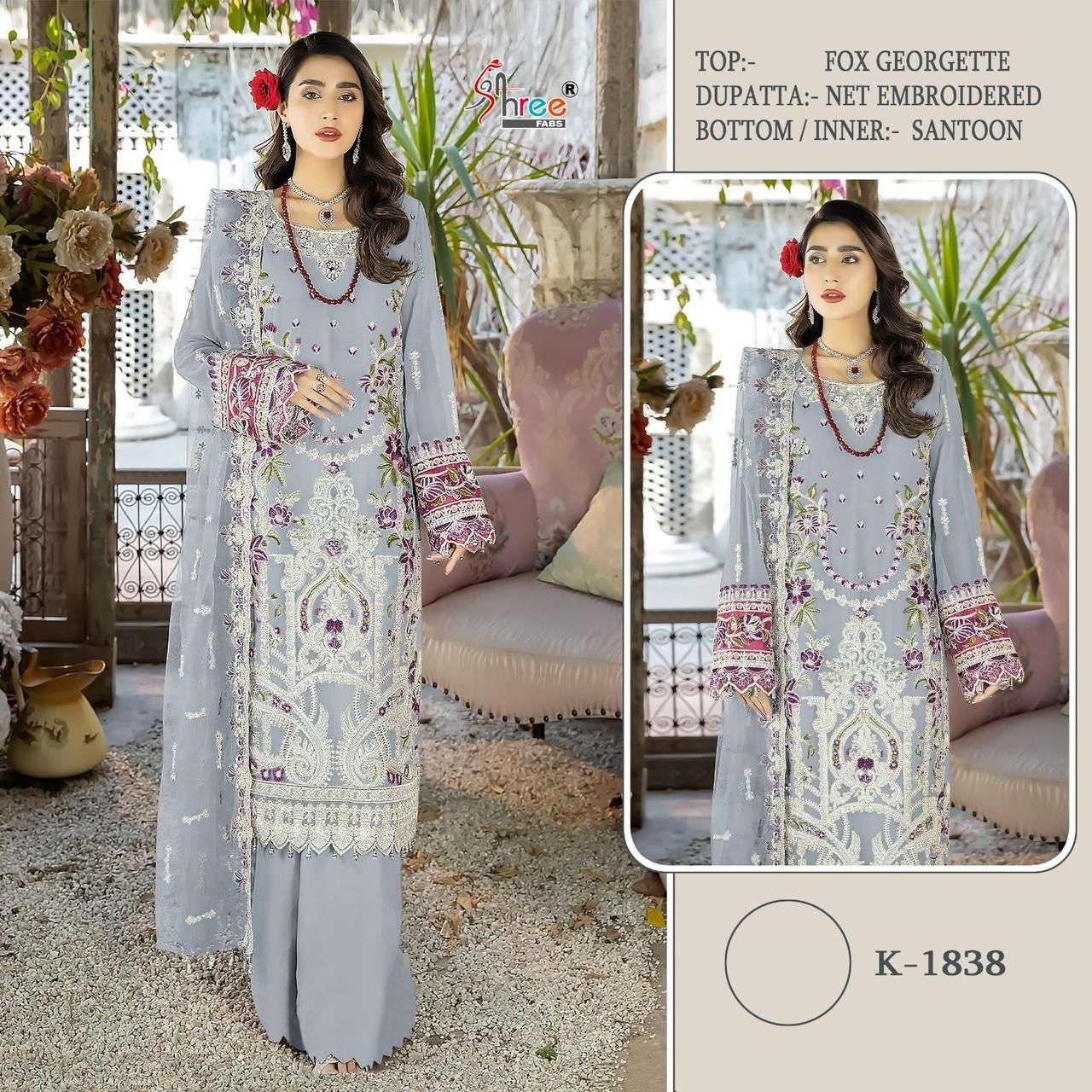 K-1838 COLOURS BY SHREE FABS FAUX GEORGETTE EMBROIDERY PAKISTANI DRESSES