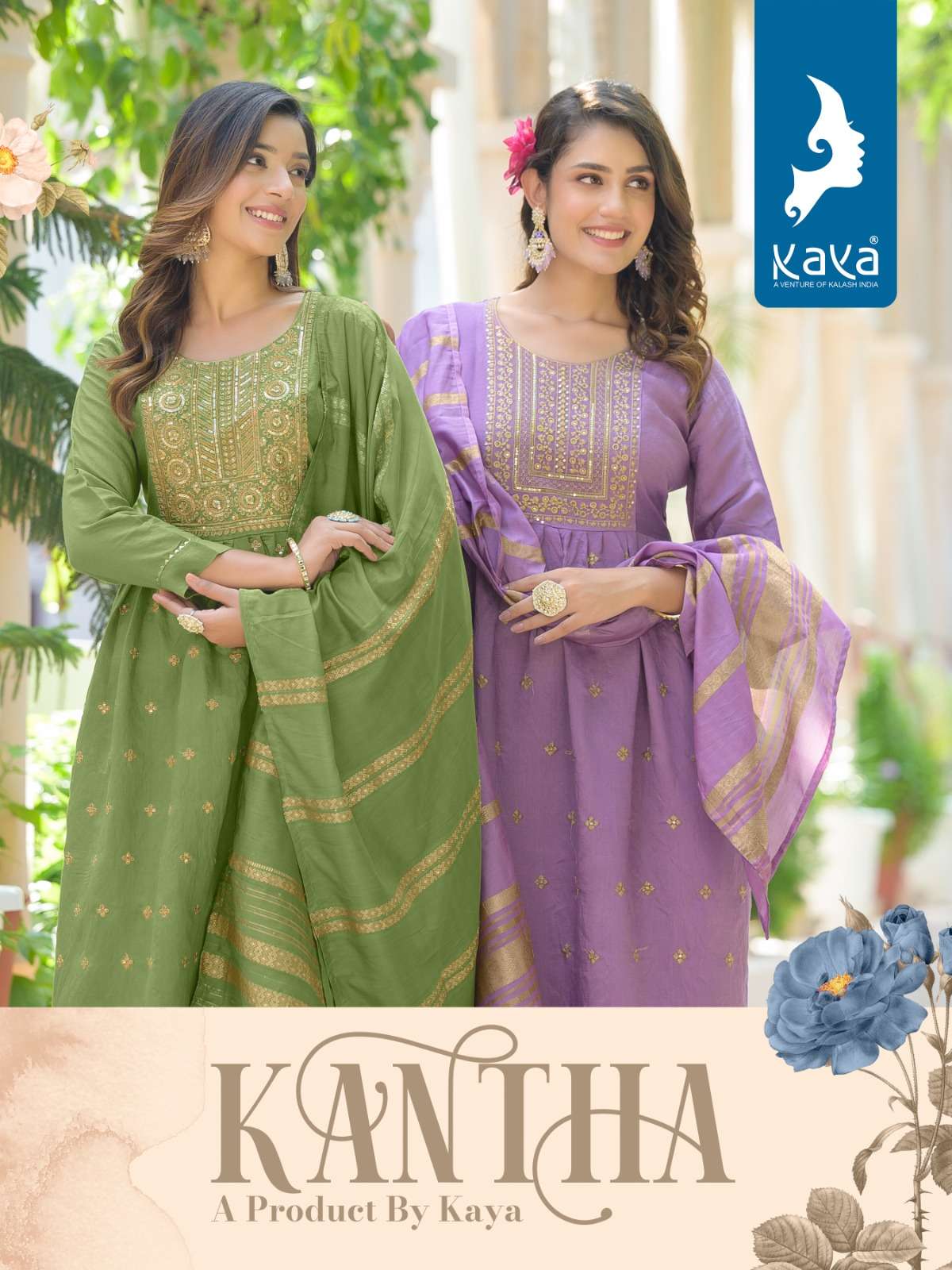 KANTHA BY KAYA 01 TO 06 SERIES DESIGNER VISCOSE SILK PRINTED DRESSES