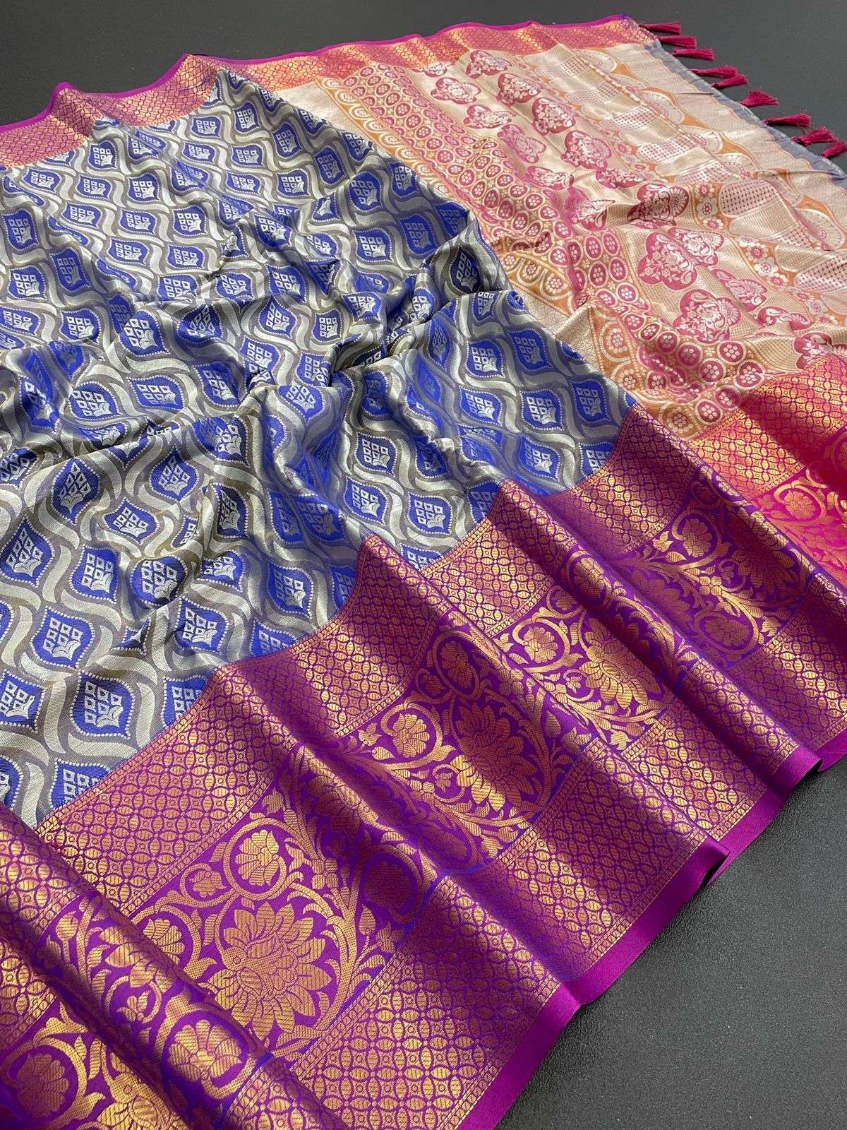 KARMA SILK BY ASLIWHOLESALE DESIGNER KANJIVARAM SILK ZARI WEAVING SAREES