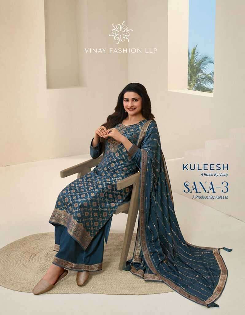 KULEESH SANA VOL-3 BY VINAY FASHION 64681 TO 6486 SERIES DOLA JACQUARD DRESSES