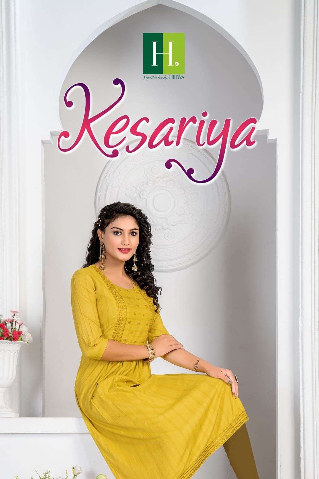 KESARIYA BY H DOT 101 TO 107 SERIES DESIGNER VISCOSE RAYON PRINT KURTIS 