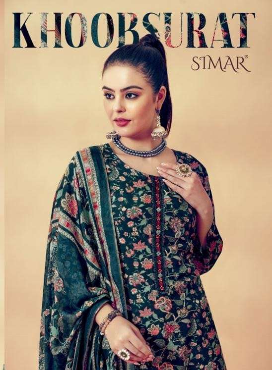 KHOOBSURAT BY SIMAR 5637-A TO 5637-D SERIES VISCOSE MUSLIN WORK DRESSES