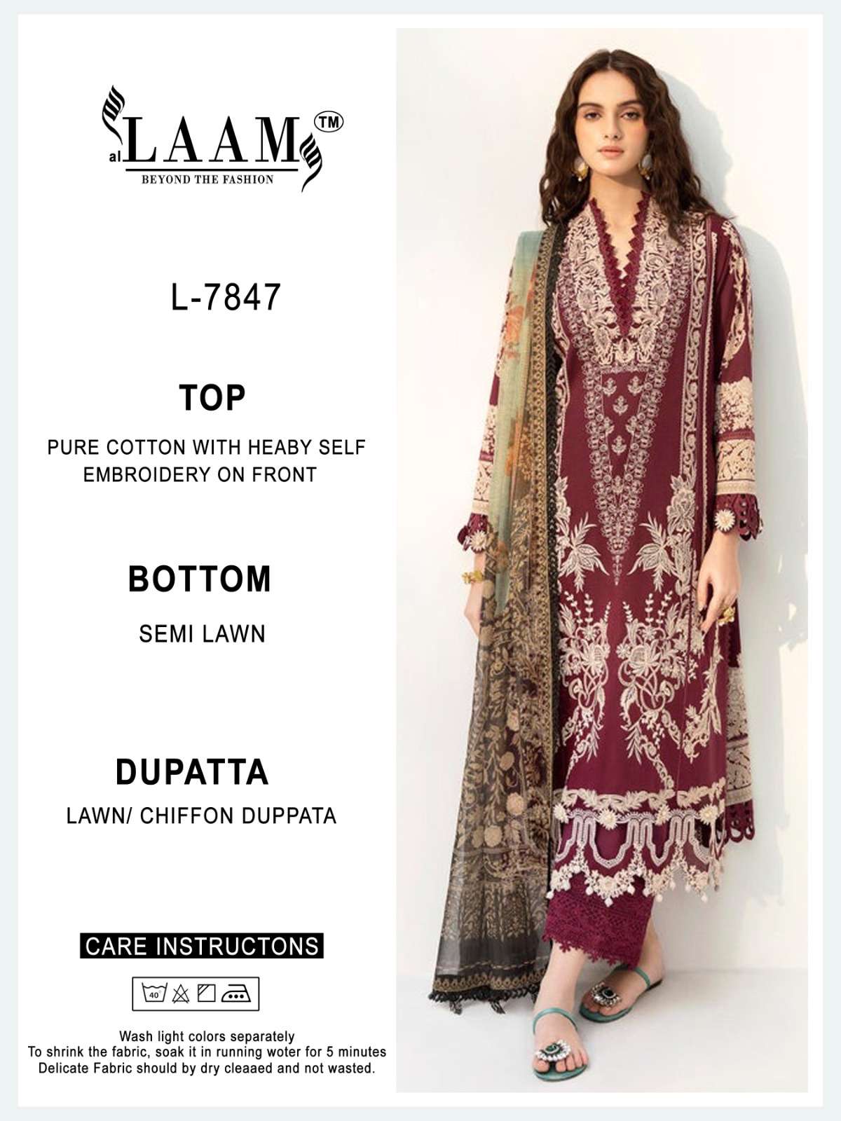 L-7847 HIT DESIGN BY AL LAAM HEAVY COTTON EMBROIDERY PAKISTANI DRESS