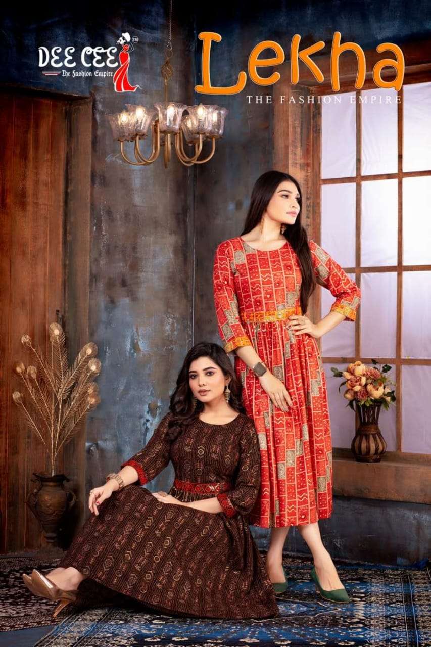 LEKHA BY DEE CEE 1001 TO 1006 SERIES DESIGNER RAYON PRINT KURTIS