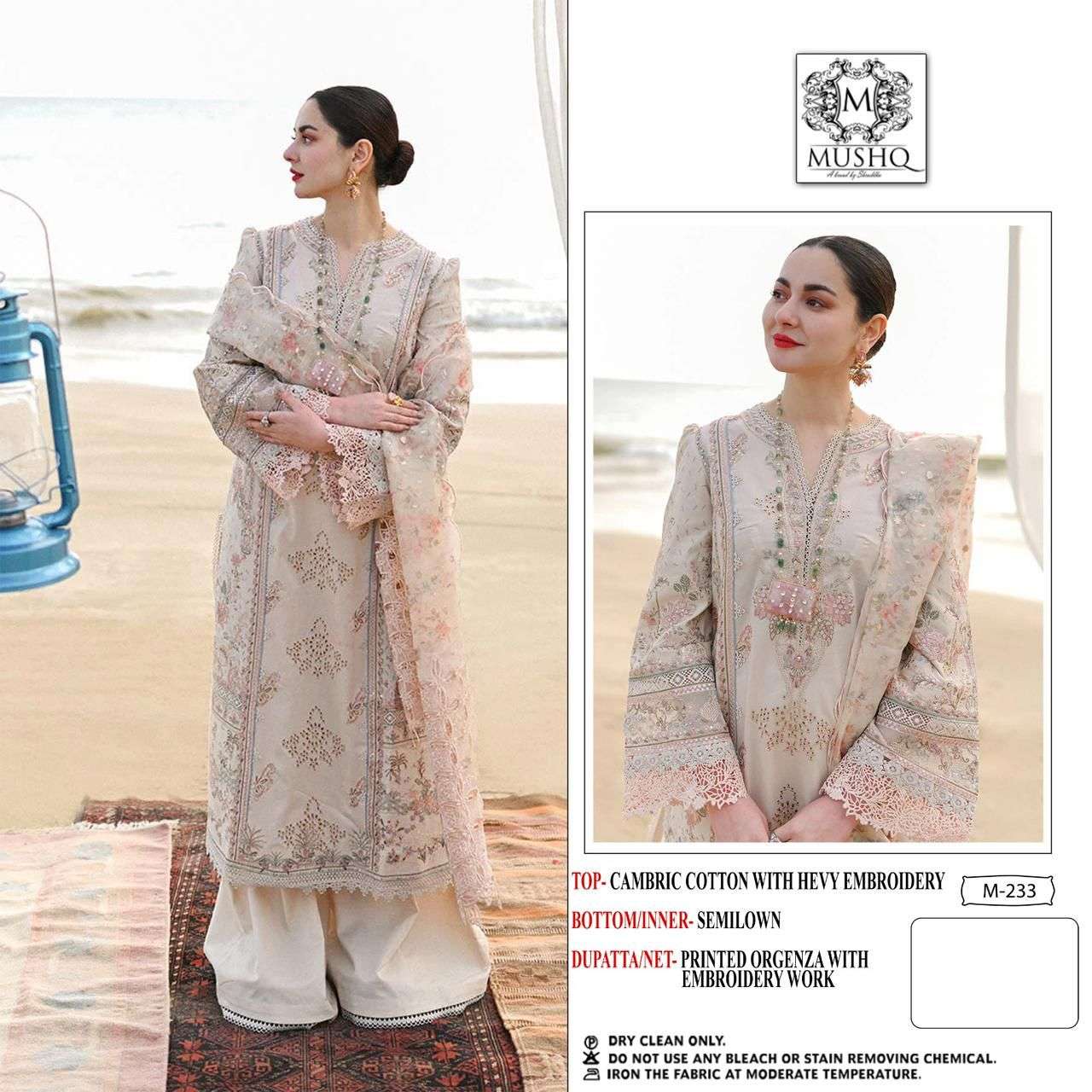 M-233 NX BY MUSHQ DESIGNER HEAVY COTTON WORK PAKISTANI DRESSES