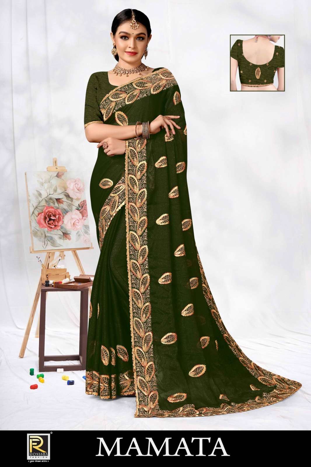 MAMATA BY RONISHA FASHION DESIGNER FANCY FABRICS SELF PATTERN SAREES